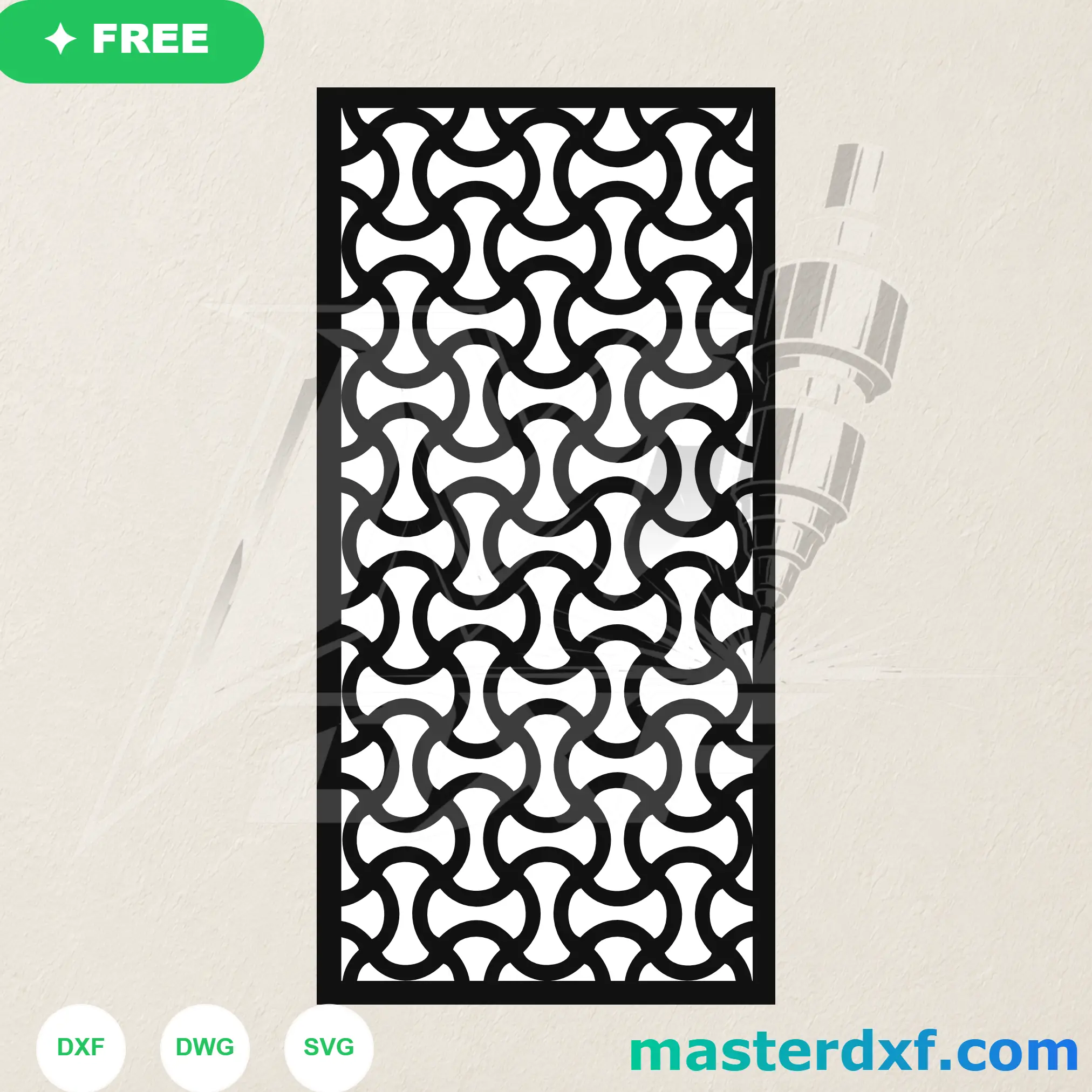 Interlocking Wave Cross DXF Lattice for Modern Privacy Screens DXF File